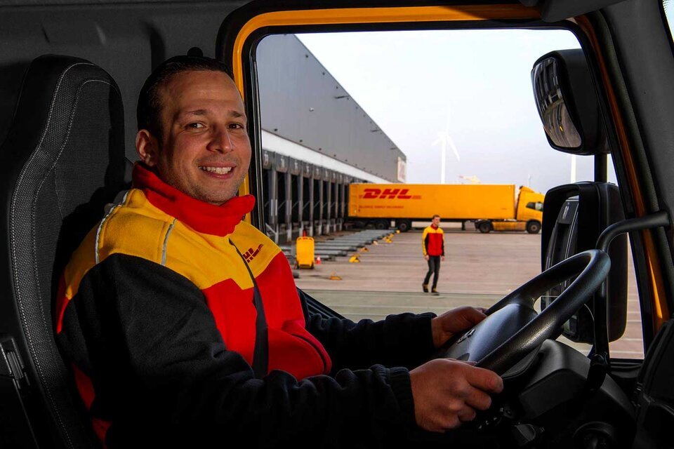 DHL driver in his truck