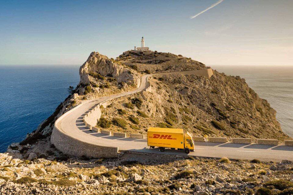 DHL truck on island in Europe