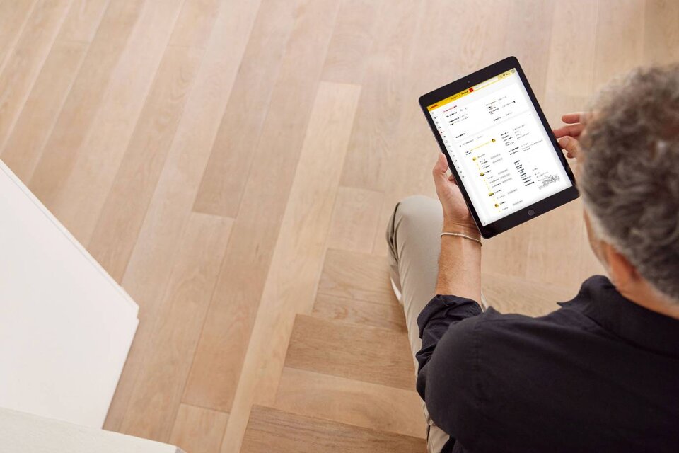 tracking shipment on tablet