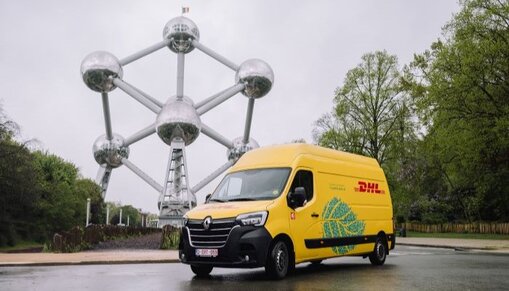 DHL electric van at the Atomium