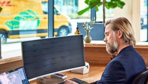 man working on computer