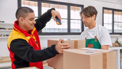 driver scanning parcels