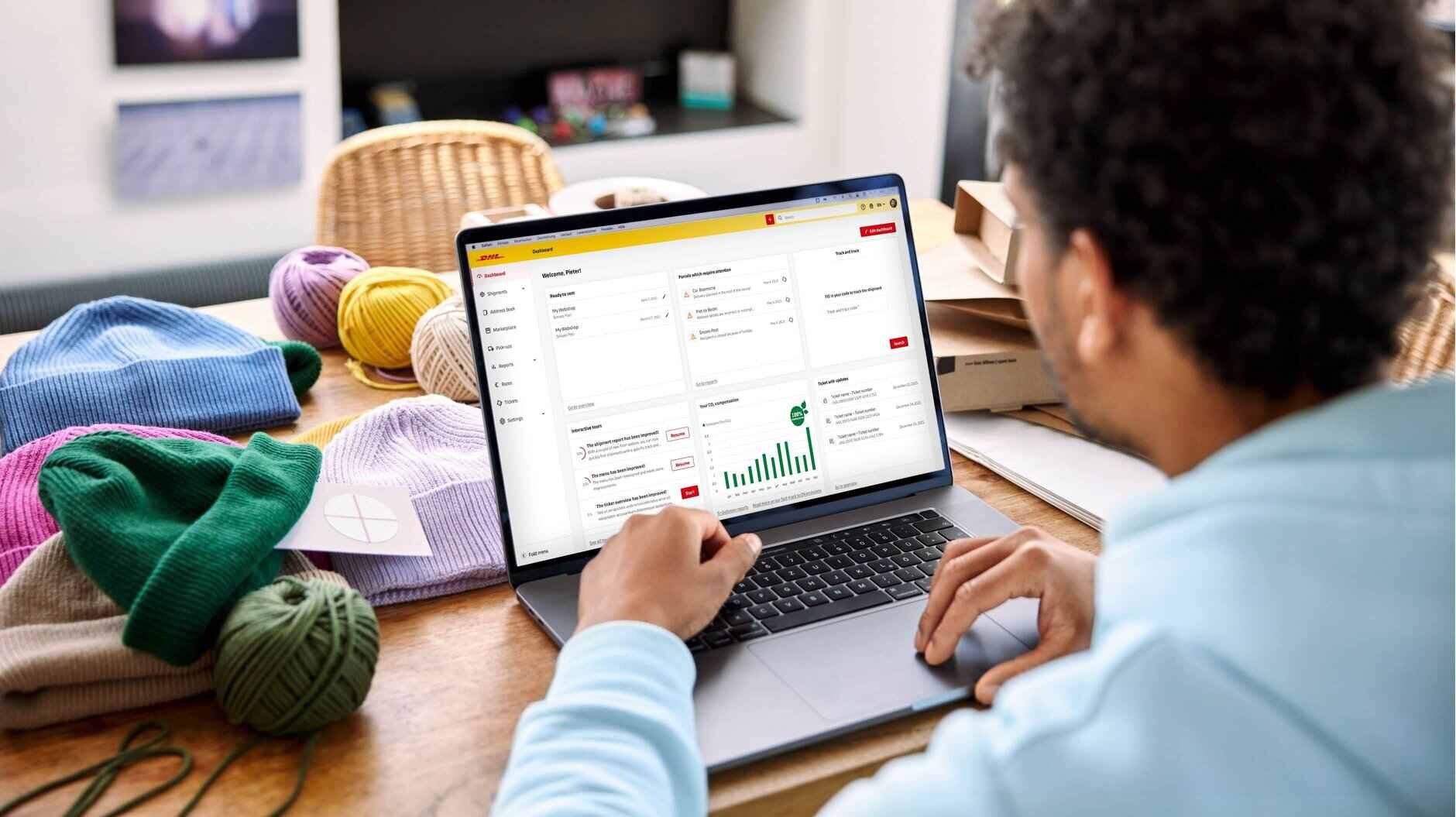 man checking his dashboard in My DHL Portal
