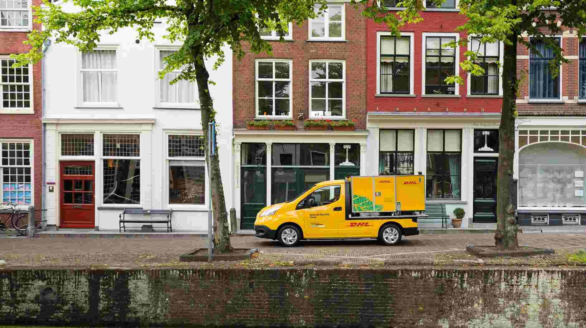 DHL electric van in the streets of Holland