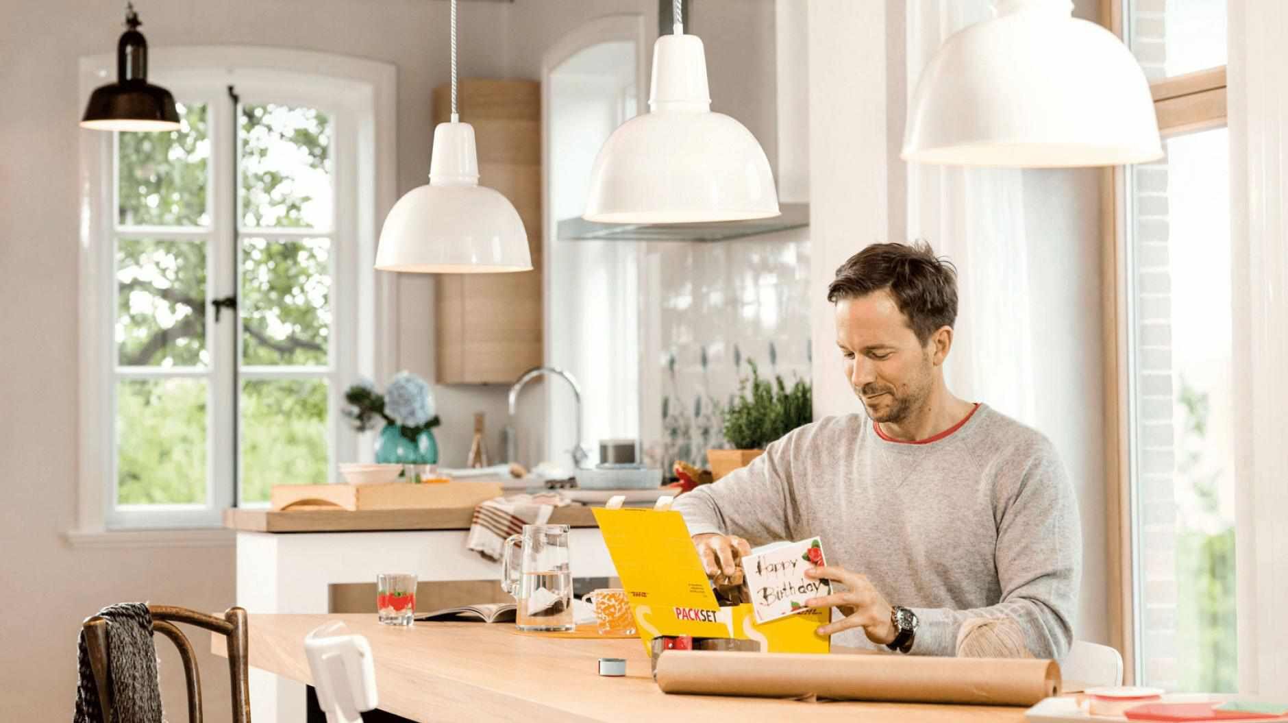 man preparing a return shipment