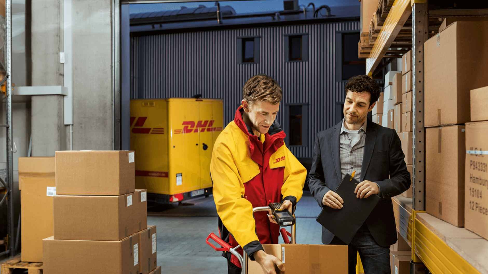 DHL driver picking up goods