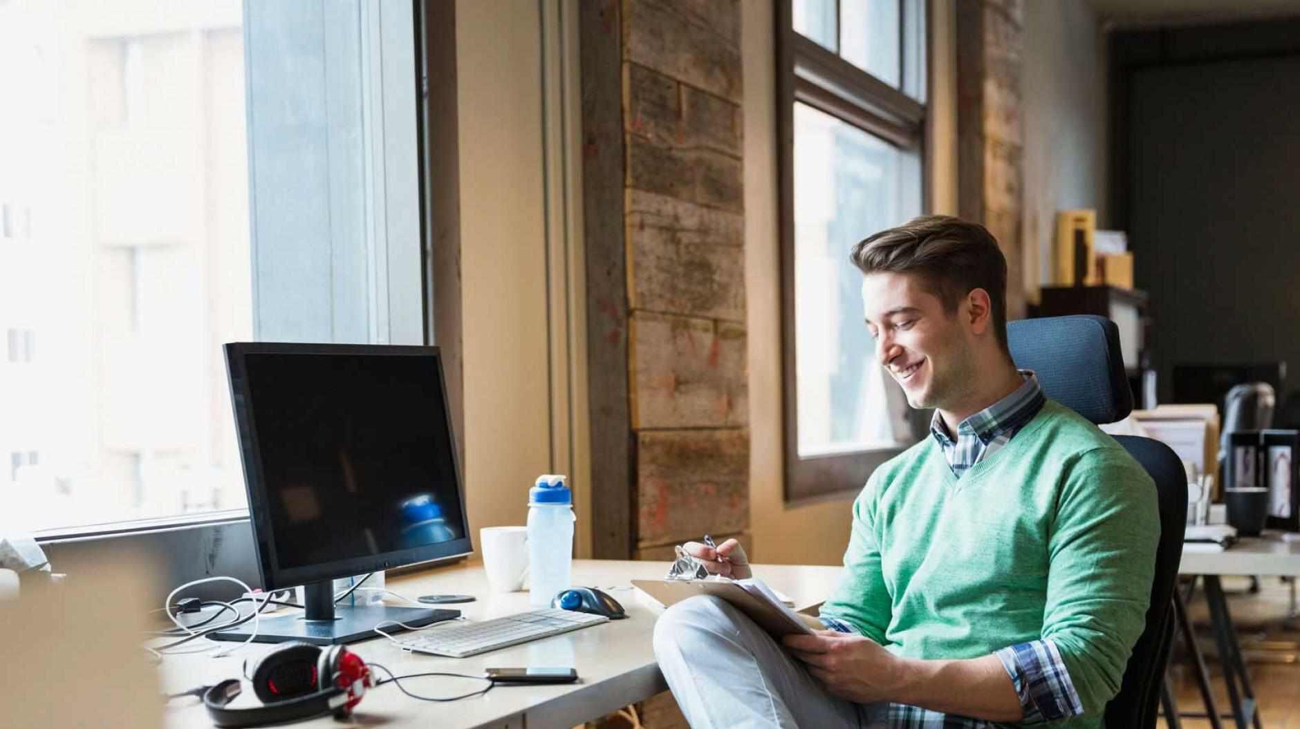 man working at his desk