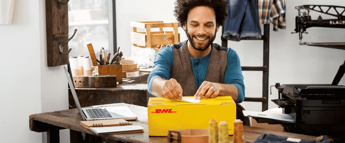 man preparing return shipment