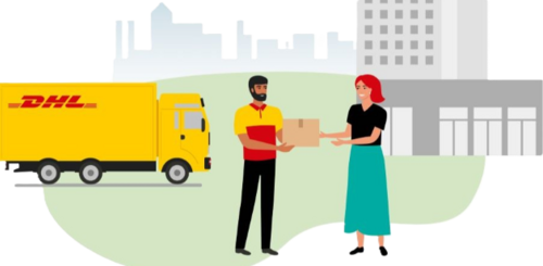 B2B delivery with DHL truck